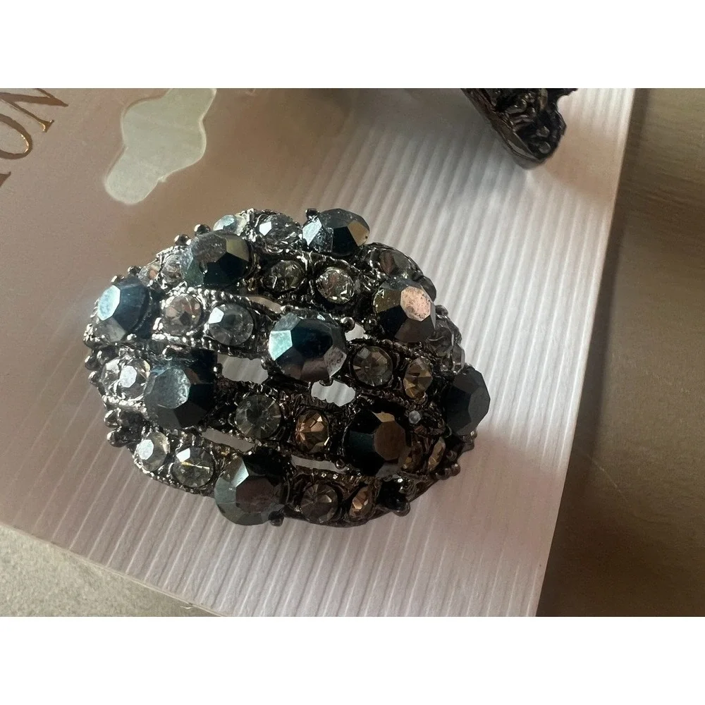 Black Crystal Rhinestone Stud Earrings Dark Glam Smoky Sparkle Gothic Edgy Moody